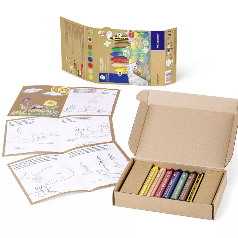 Staedtler 61 C1 vaškinės kreidelės 6 vnt. su pieštuku ir užduočių knygele