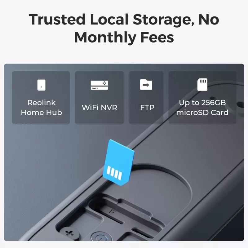 Reolink D340B belaidžio vaizdo durų skambučio rinkinys su garsiniu signalu ir 64 GB microSD kortele