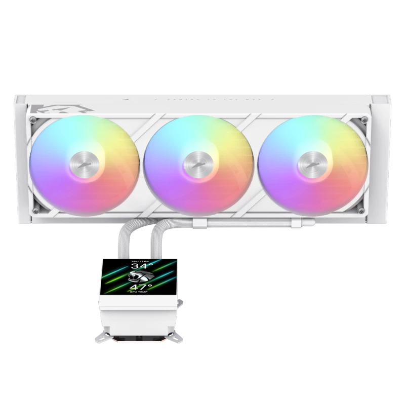 Gamemax GLACIER 360 LCD WH – 360 mm skysčio aušintuvas procesoriui, baltas
