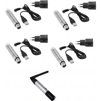 EUROLITE QuickDMX siųstuvas 1x + baterijiniai imtuvai 4x (MPN 20000901)