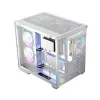 Korpusas MODECOM Volcano Panorama Midi Tower baltas – micro ATX, grūdintas stiklas, ARGB, USB-C, palaiko GPU iki 400 mm