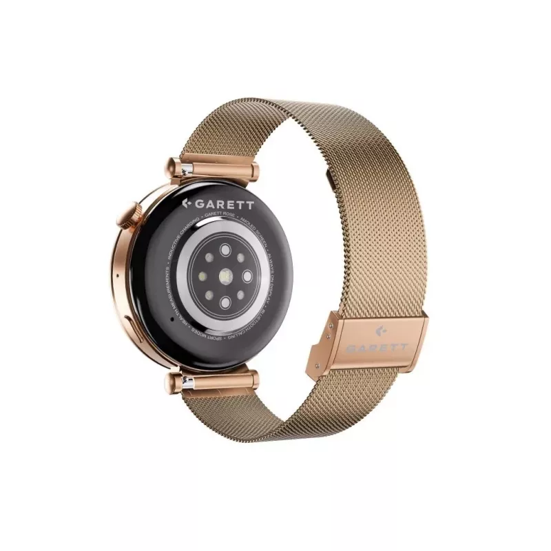 Išmanusis laikrodis Garett Rose Gold su metaliniu tinklelio dirželiu