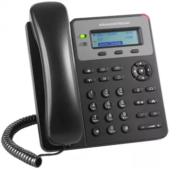 DECT telefonas Grandstream GXP1610 — juodas, LCD 132×48 px, ausinės (RJ-9), 1 ragelis, telefonų knyga 500, garsiakalbis