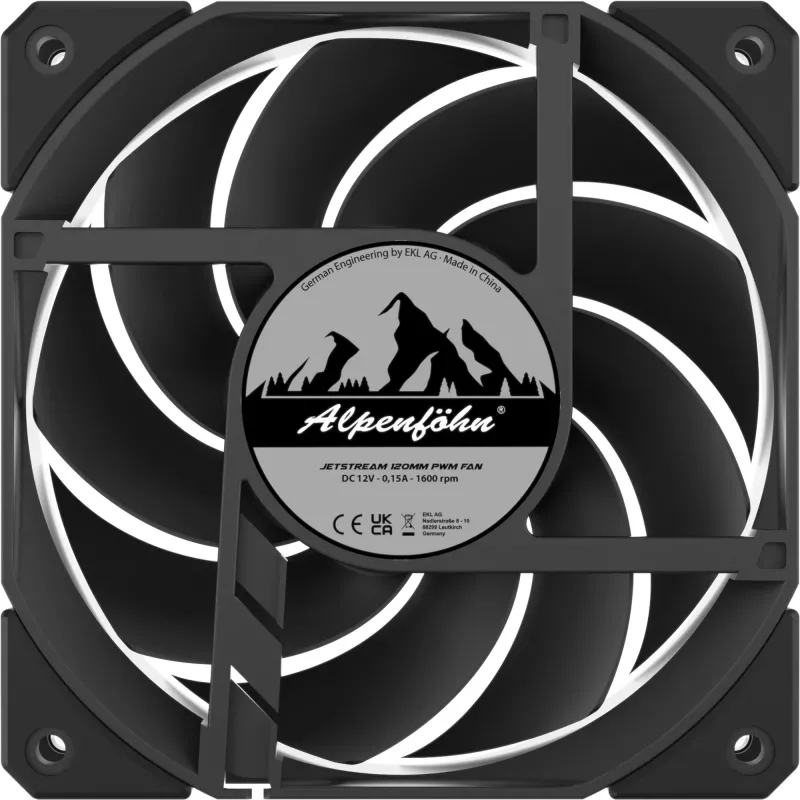 ALPENFÖHN Jetstream 120mm PWM korpuso ventiliatorius - juodas