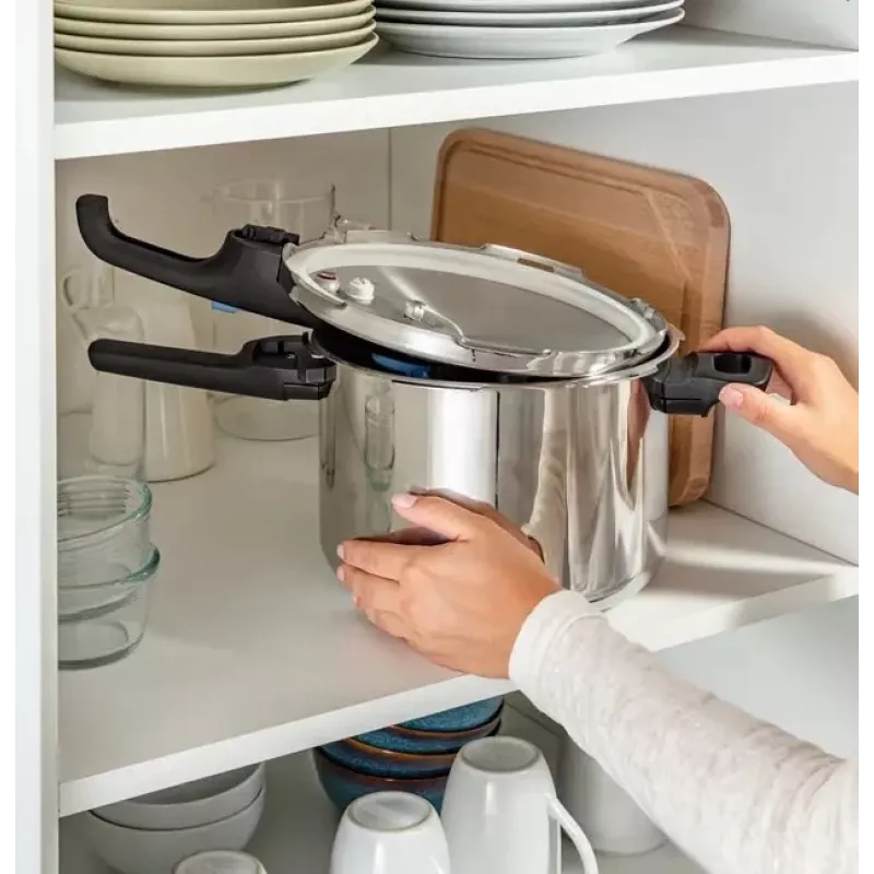 Slėginė viryklė Tefal SECURE TRENDY 6 L su nerūdijančio plieno garinimo krepšeliu, indukcijai tinkama