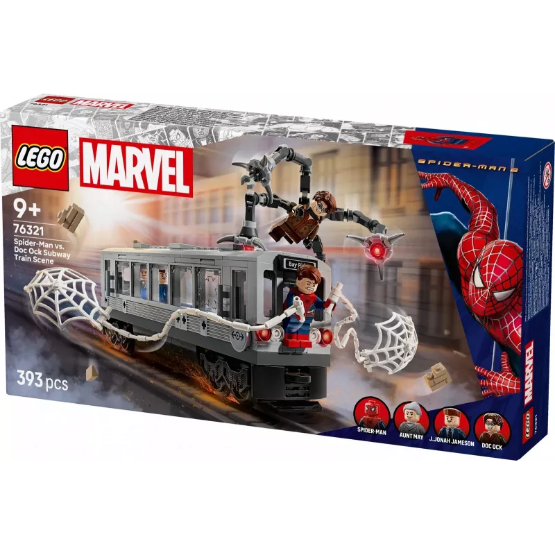 Konstrukcinis žaislas LEGO Marvel Super Heroes 76321 Spider-Man Doc Ock Subway Showdown, 393 detalės, 4 minifigūrėlės, nuo 9 metų