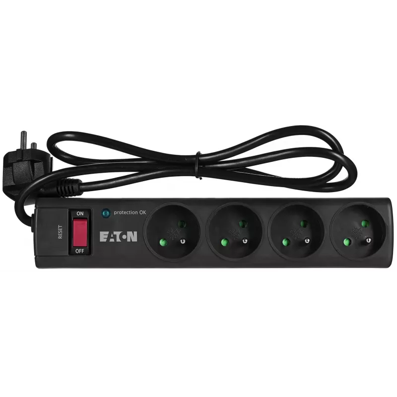 Apsauginis įtampos filtras EATON Power Strip 4 FR — 4 lizdai (E tipas), 1 m laidas, 10 A, 2500 W, LED indikatoriai