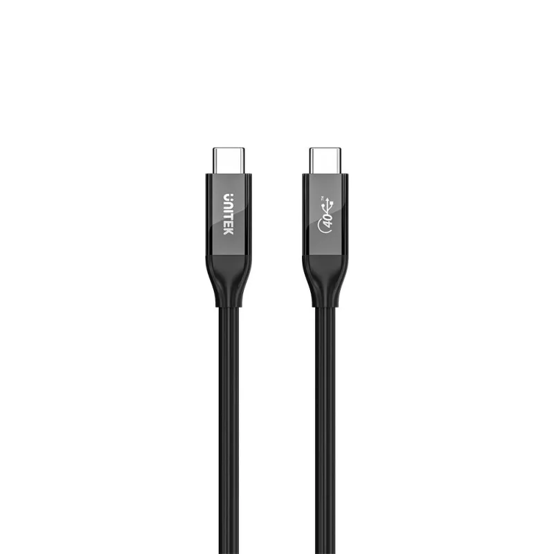 USB-C kabelis Unitek C14100ABK01-2M — 2 m, 100 W galios perdavimas, 40 Gbps duomenų perdavimas