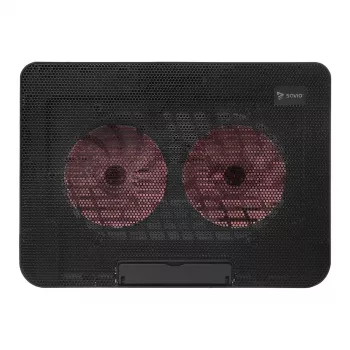Aušinimo stovas nešiojamam kompiuteriui SAVIO COS-02, 2 ventiliatoriai 14 cm, USB maitinimas, tinka iki 17,3 colių, juodas