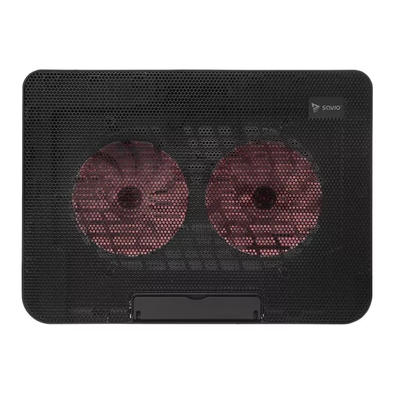 Aušinimo stovas nešiojamam kompiuteriui SAVIO COS-02, 2 ventiliatoriai 14 cm, USB maitinimas, tinka iki 17,3 colių, juodas