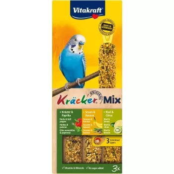VITAKRAFT Cracker Mix Bananas, kivi, paprika – skanėstai banguotoms papūgėlėms – 3 vnt.
