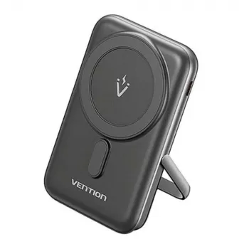 Powerbank Vention 10000mAh Magnetinis Belaidis 20W, 1×USB-C, belaidis įkrovimas, juoda