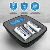 Baterijų įkroviklis everActive NC1000MV2 – Ni‑MH 4 lizdų USB‑C įkroviklis, 4 elementai, 5 V, juodas, 110×99×38 mm