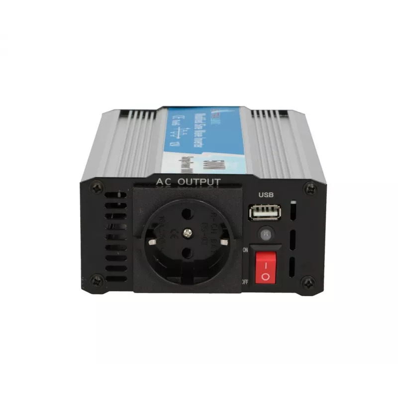 Automobilinis įtampos keitiklis Extralink OPIM-500W 12V, 500W modifikuota sinusoidė, aliumininis korpusas, aktyvus aušinimas