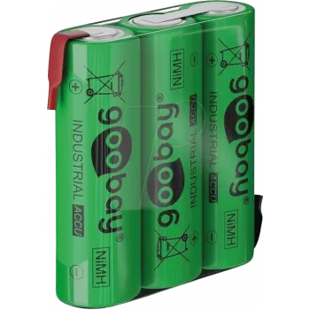 Goobay 3x AA (Mignon) - 2100 mAh, žalias - lituojamas kontaktas (Z), nikelio-metalo hidrido akumuliatorius (NiMH), 3,6 V (55652)