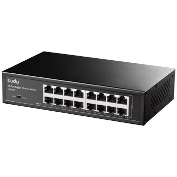 Tinklo jungiklis Cudy GS1016 — 16 prievadų Gigabit Ethernet (10/100/1000), 32 Gbit/s perjungimas, montuojamas stelaže, maitinamas kintamąja srove