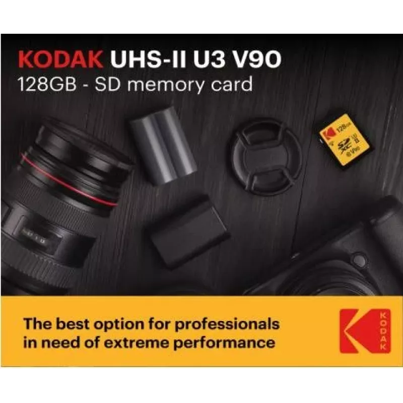 Kodak EKMSD256GUHS2V2K SDXC UHS-II 256 GB atminties kortelė, skaitymas 300 MB/s, rašymas 270 MB/s, U3 V90 Class 10
