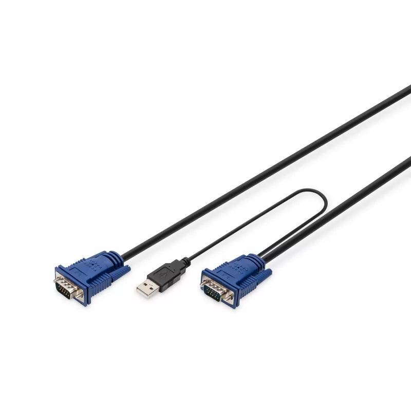 DIGITUS Octopus KVM laidas - HD-15 (M) - USB A, PS/2 (M) - 5,0 m - Juodas (DS-19233)