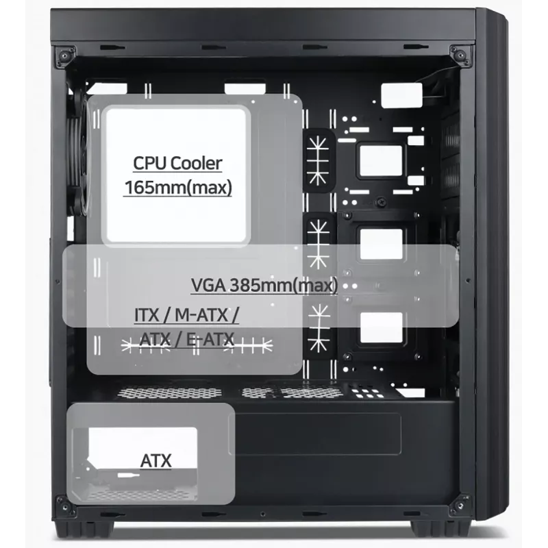Gembird Fornax K500 ATX kompiuterio korpusas, Midi Tower, Juodas