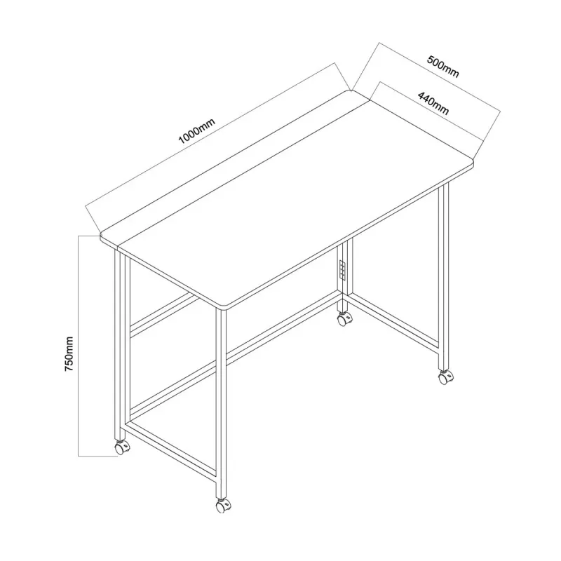 Sulankstomas stalas Maclean MC-1250 B, juodas, mobilus, 100x50 cm, max. 50 kg
