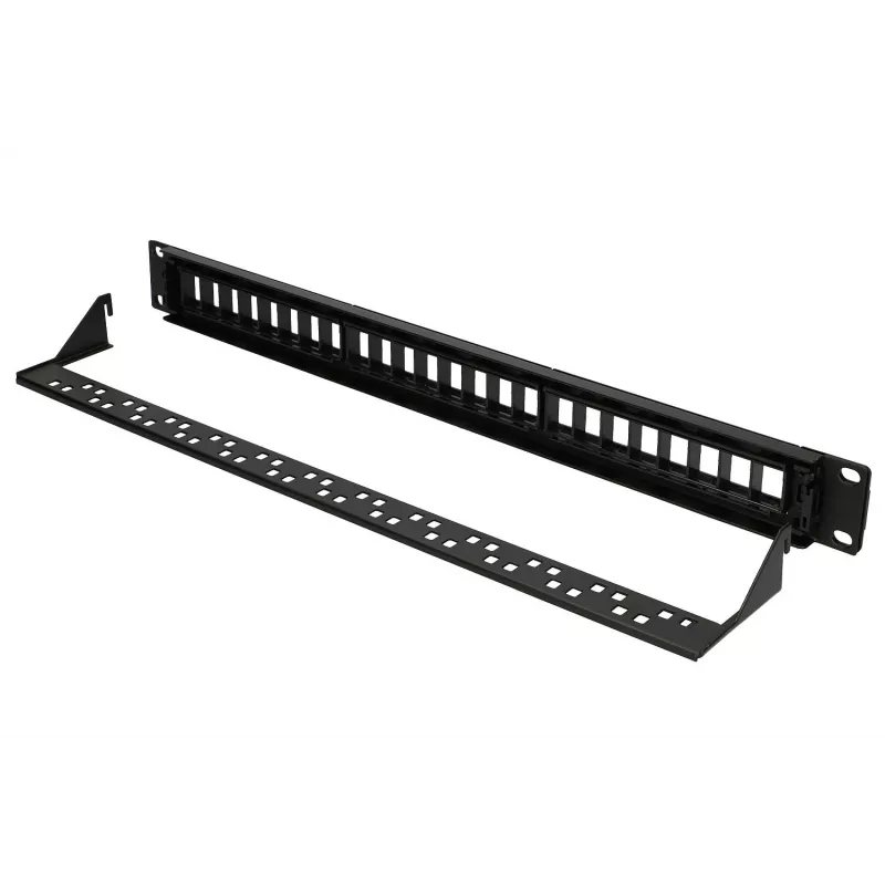 Pataisų skydas Extralink 24 prievadų U/UTP (UTP) modulinis, 1U, juodas, 482,6 mm pločio