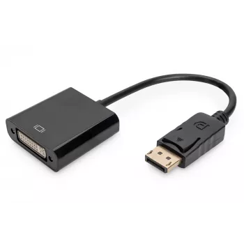 Assmann DisplayPort adapterio laidas, DP - DVI (24+5) M/F, 0,15 m su užraktu, DP 1.1, UL, juodas, be ekranavimo, 32AWG (AK-340409-001-S)
