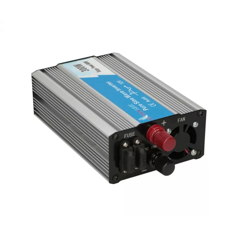 Įtampos keitiklis Extralink OPIP-300W 12V 300W grynas sinusas, aliuminio korpusas, aktyvus aušinimas