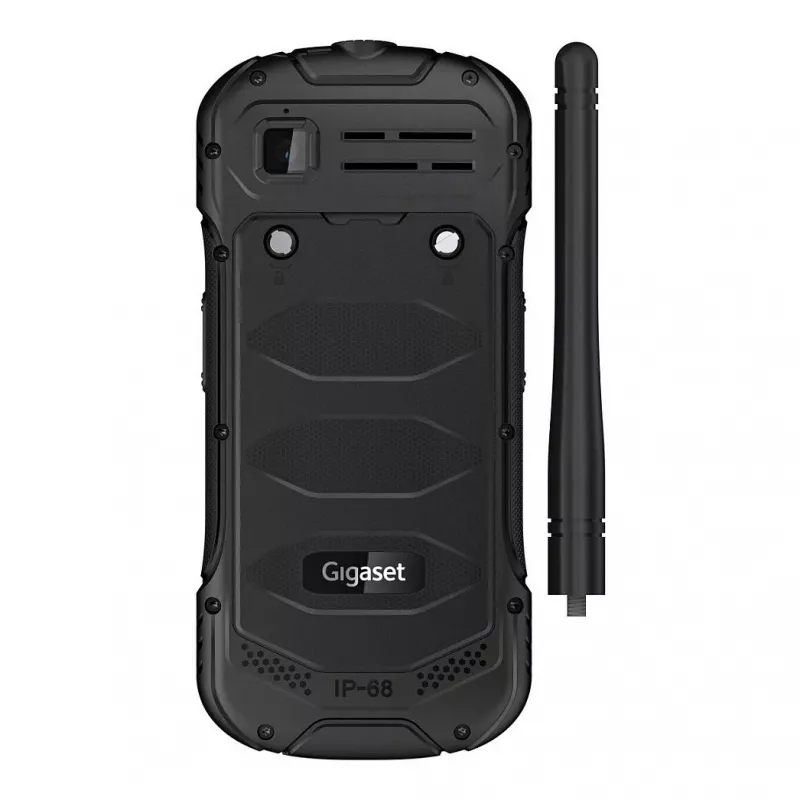 GIGASET GLX 8 ACTIVE juodas 6,1 cm 2,4 colio ekranas Push-to-talk funkcija 2500 mAh baterija IP68 2 MP kamera Dual-SIM Bluetooth
