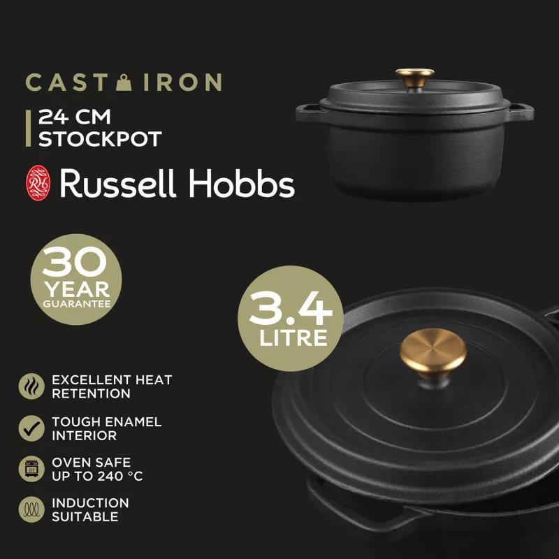 Ketaus troškintuvas Russell Hobbs 24 cm, juodas