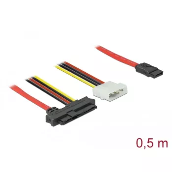 Delock SAS/SATA kabelis - SAS 12Gbit/s - vidinis maitinimas, 4 kontaktų, vidinis SAS, 29 kontaktų (SFF-8482) į SATA (moteriška) - 50 cm