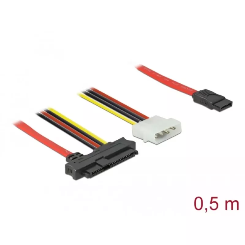 Delock SAS/SATA kabelis - SAS 12Gbit/s - vidinis maitinimas, 4 kontaktų, vidinis SAS, 29 kontaktų (SFF-8482) į SATA (moteriška) - 50 cm