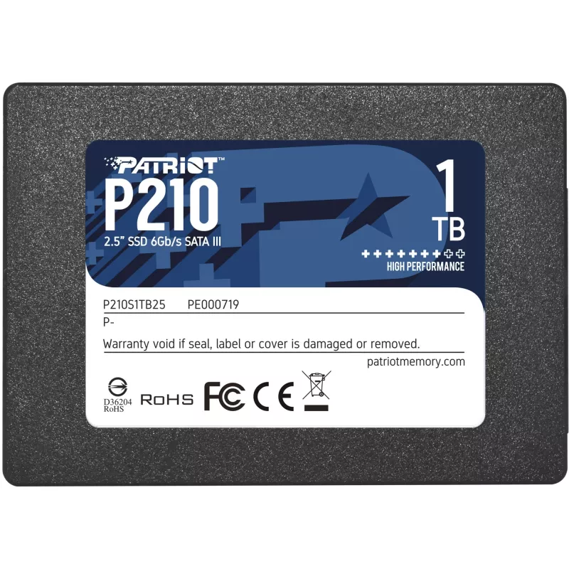 2,5 colio SATA III SSD PATRIOT P210 1 TB – 500 MB/s skaitymas, 400 MB/s rašymas, 7 mm aukštis