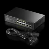 Tinklo jungiklis Cudy FS1010PG — 10/100 Mbps, 8 PoE prievadai, 2 uplink, 120 W PoE biudžetas, metalinis korpusas