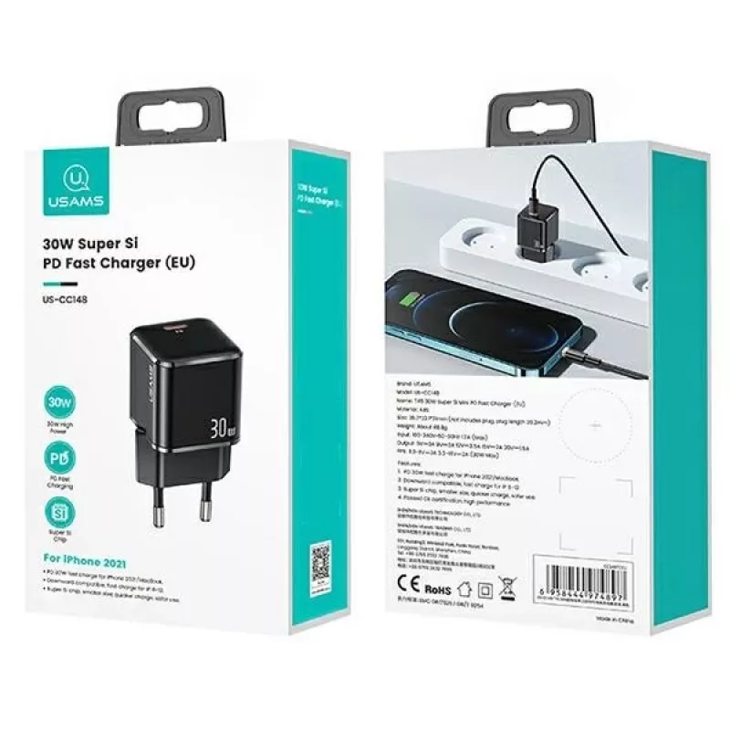 Sieninis įkroviklis usams T45 30W USB‑C PD3.0 išmaniesiems telefonams ir planšetėms