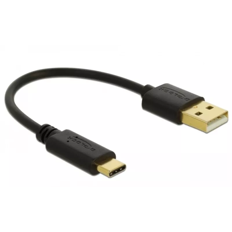 DeLOCK USB įkrovimo laidas Type-A – USB Type-C 15 cm juodas
