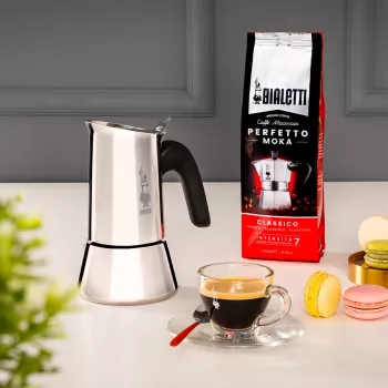 Moka puodas BIALETTI Venus dėžutė 0,1 L nerūdijantis plienas, 2 puodeliai, polipropileno rankena