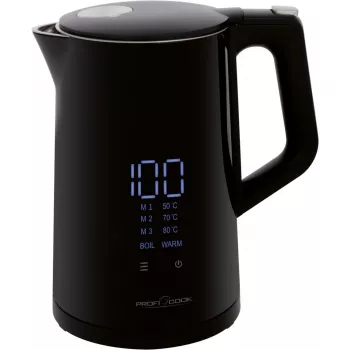 Elektrinis virdulys ProfiCook PCWKS1243 — 1,7 L, 2200 W, temperatūros reguliavimas 50–100 °C, juodas
