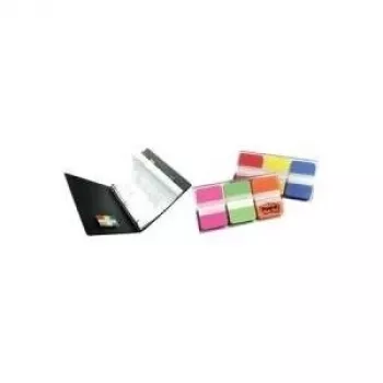 3M Post-It skirtukai – vienspalviai raudoni, geltoni, mėlyni – 22 skirtukai/spalvos – 66 dozatoriuje – 25,4 mm x 38 mm – 22 lapeliai