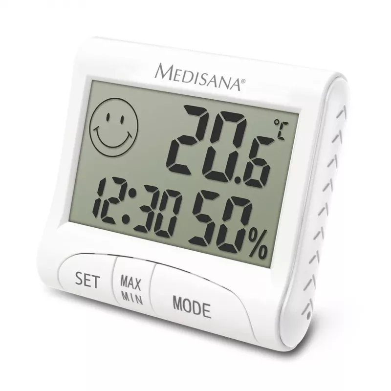 Medisana HG 100 skaitmeninis termohigrometras, patalpų temperatūros ir drėgmės matuoklis, baltas