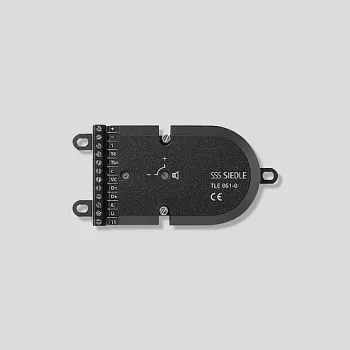Siedle TLE 061-01. Produkttyp: Speaker module, Produktfarbe: Schwarz, Markenkompatibilität: Siedle. Breite: 124 mm, Tiefe: 31 mm, Höhe: 60 mm (2000491