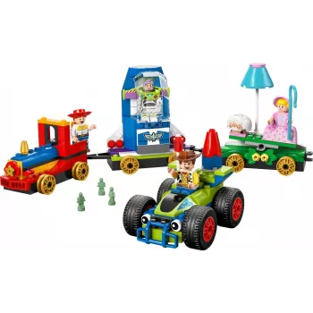 LEGO Disney Toy Story šventinis traukinys ir RC automobilis 43264 – 206 dalių, 4 minifigūrėlės, nuo 4 metų