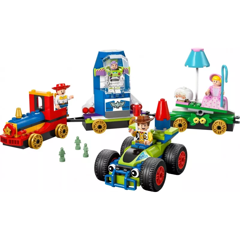 LEGO Disney Toy Story šventinis traukinys ir RC automobilis 43264 – 206 dalių, 4 minifigūrėlės, nuo 4 metų