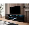 Spintelė TV Cama Meble EVA 180x40x56 cm, juoda blizgi, MDF viršus, juodas rėmas