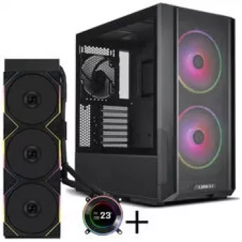 Lian Li LANCOOL 216 korpusas + HYDROSHIFT II LCD-C 360TL AiO rinkinys - juodas