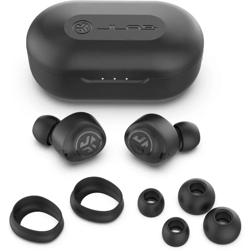 JLab JBuds Air belaidės ausinės į ausis Bluetooth USB Type-A juodos (IEUEBJBUDSAIRRBLK82)