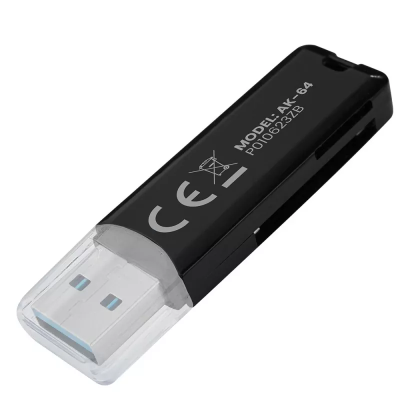 SAVIO AK-64 USB 3.2 Gen 1 kortelių skaitytuvas, Type-A, MicroSD lizdas, 5000 Mbit/s, juodas