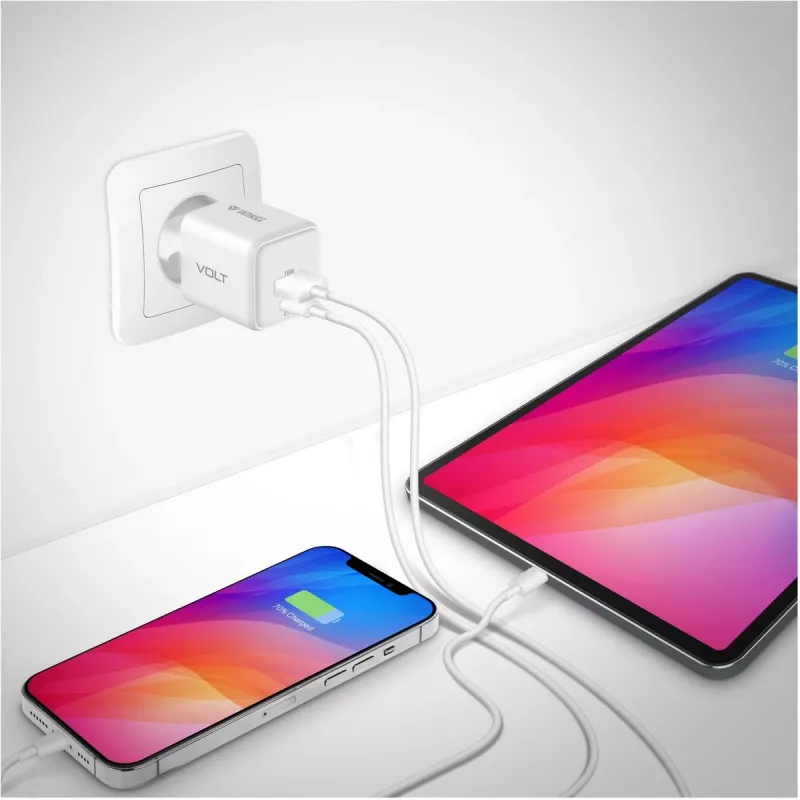 Sieninis USB-C / USB-A įkroviklis YENKEE YAC G38 20W 3A Power Delivery