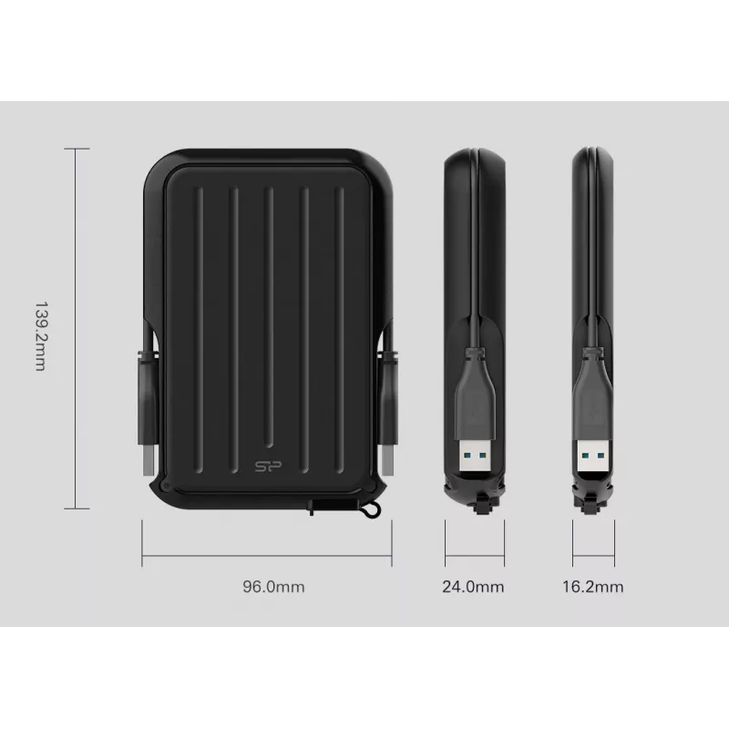 Išorinis kietasis diskas Silicon Power A66 2TB USB 3.2 Gen 1 (Type-A) juoda/geltona