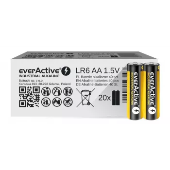 Vienkartinė šarminė baterija everActive EVLR6S2IK AA 1,5 V – pakuotė po 40 vnt.