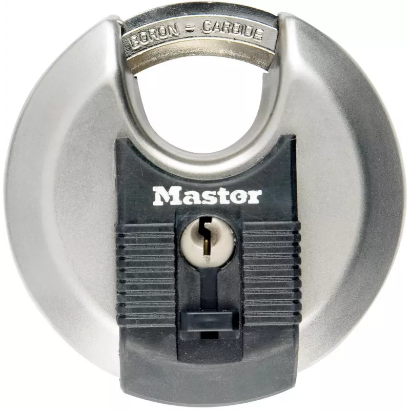 MASTER LOCK Excell diskinis spyna 70 mm nerūdijantis plienas, uždengtas lankelis, skirtingi raktai